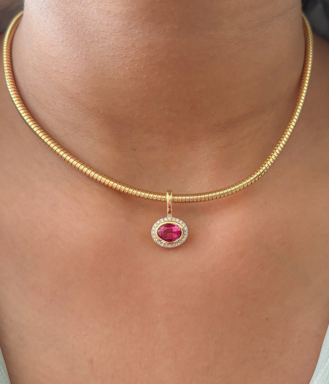 JPPD-1673/14180 Diamond Rubillite Pendant | 14K