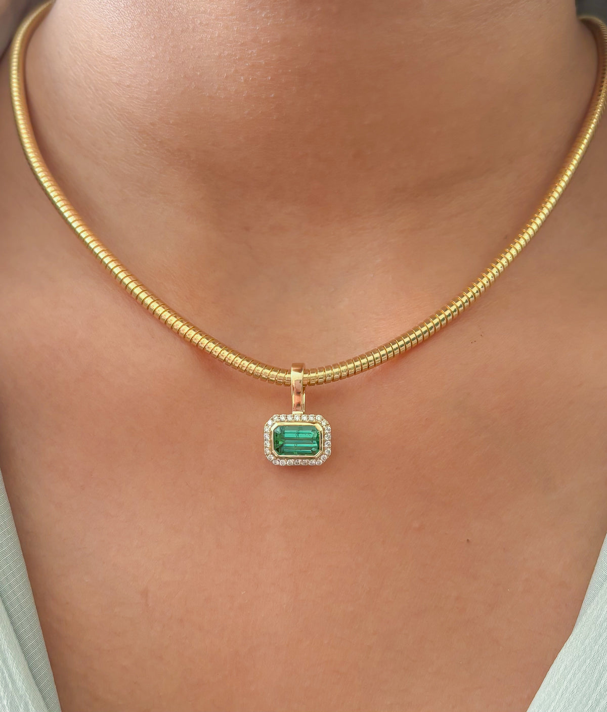 JPPD-1674/14181 Diamond Tourmaline Mix Pendant | 14K