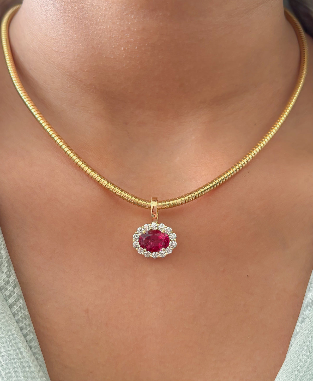 JPPD-1676/14183 Diamond Rubillite Pendant | 14K