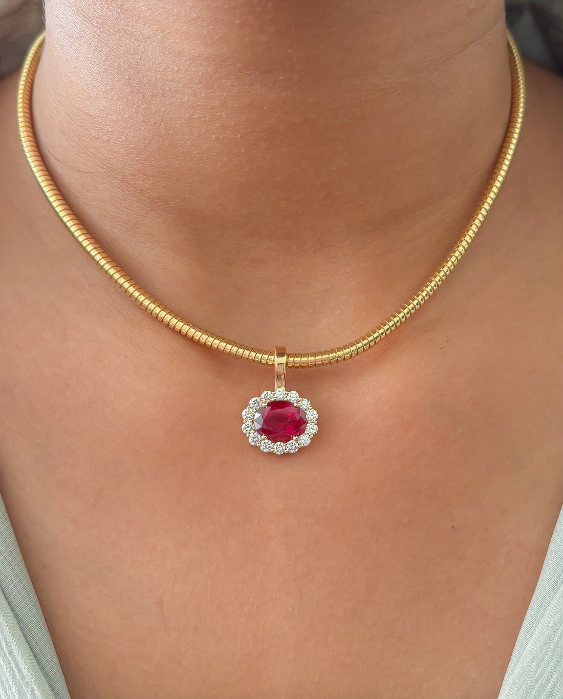 JPPD-1677/14184 Diamond Rubillite Pendant | 14K