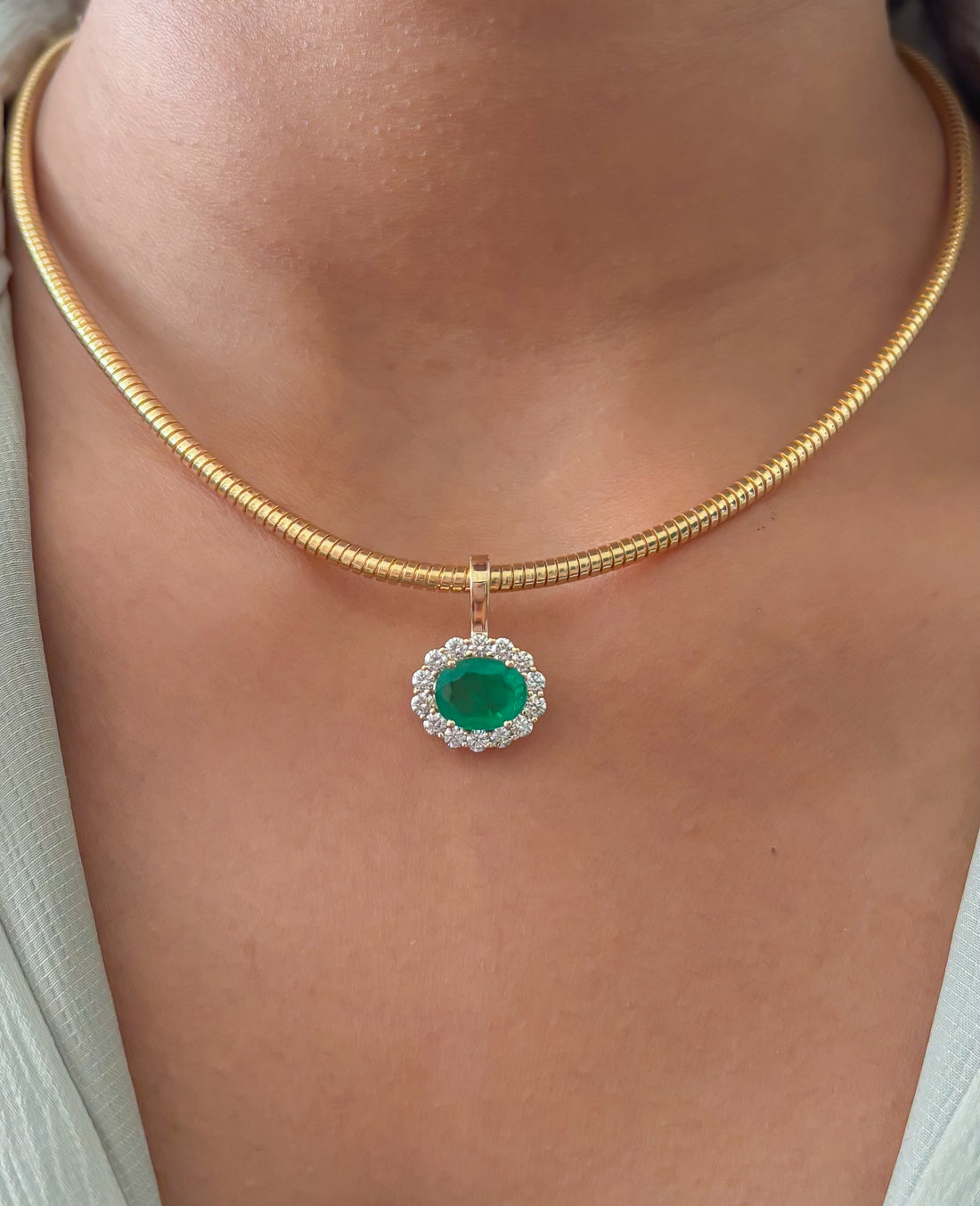 JPPD-1678/14185 Diamond Emerald Pendant | 14K