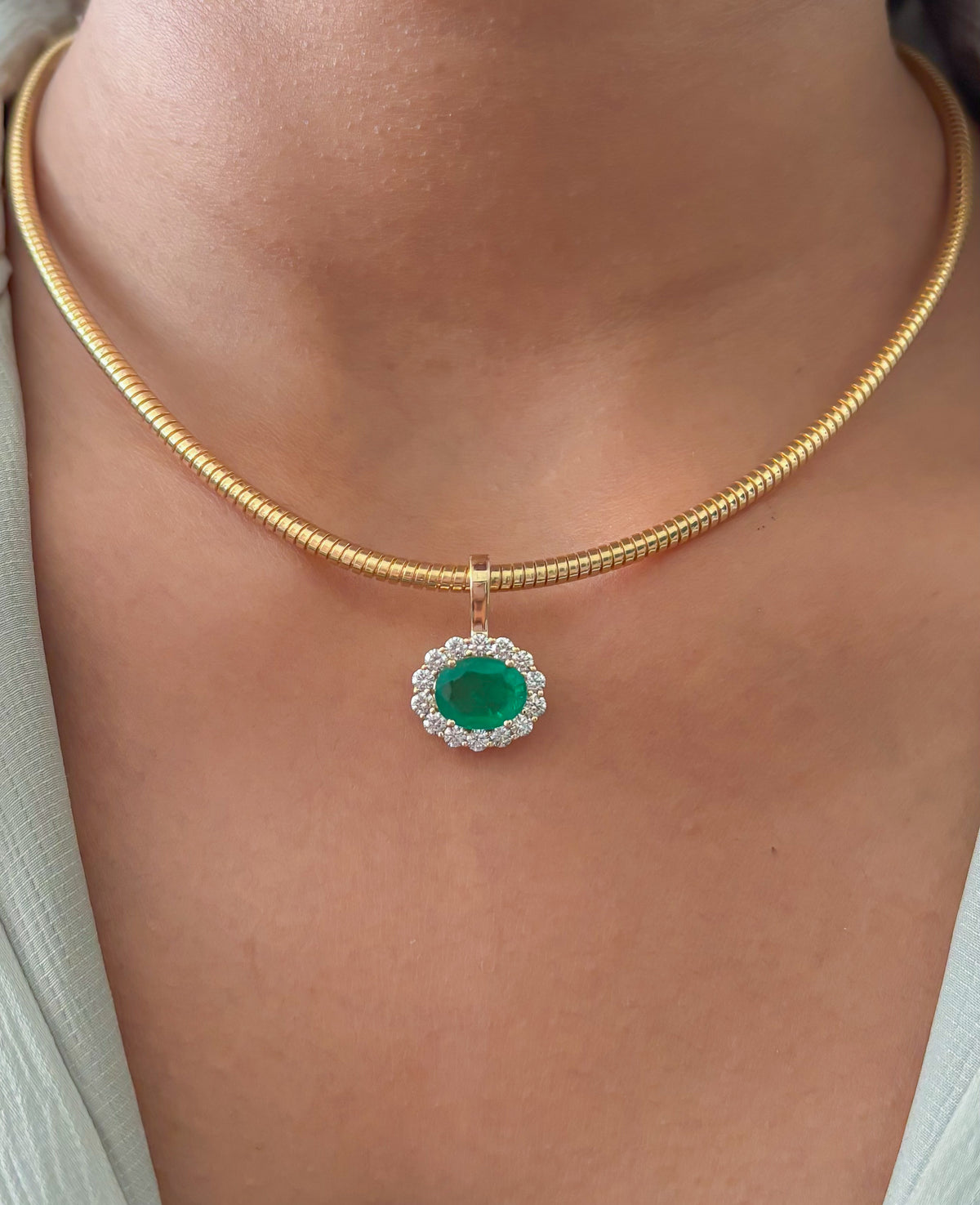 JPPD-1678/14185 Diamond Emerald Pendant | 14K