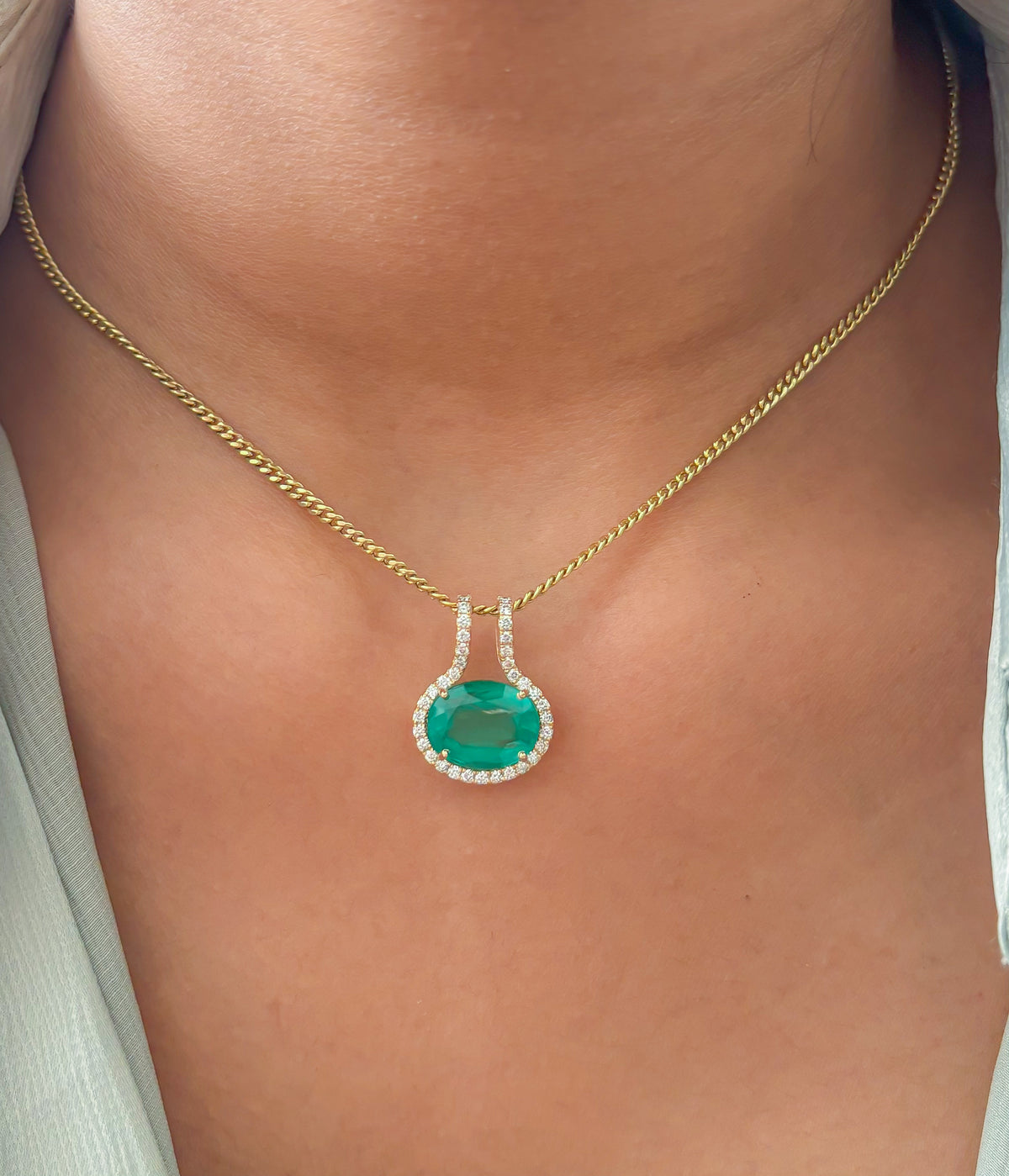 JPPD-1681/14188 Diamond Emerald Pendant | 14K