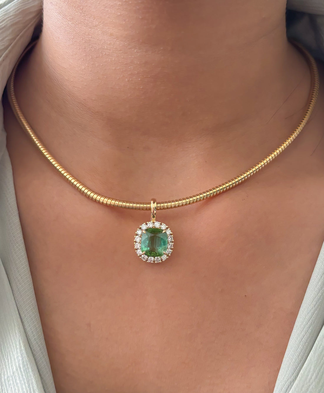 JPPD-1685/14192 Tourmaline Mix Diamond Pendant | 14K