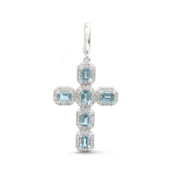 JPPD-1687/14194 Aquamarine Diamond Pendant | 14K