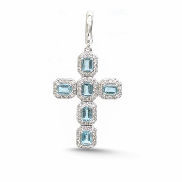 JPPD-1688/14195 Aquamarine Diamond Pendant | 14K