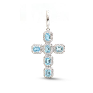 JPPD-1689/14196 Aquamarine Diamond Pendant | 14K