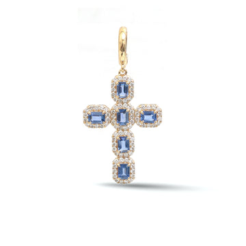 JPPD-1690/14198 Blue Sapphire Diamond Pendant | 14K