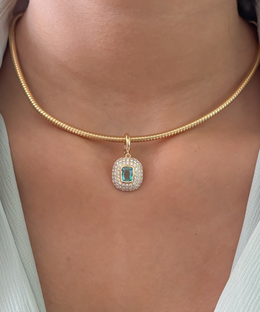 JPPD-1692/14201 Emerald Diamond Pendant | 14K