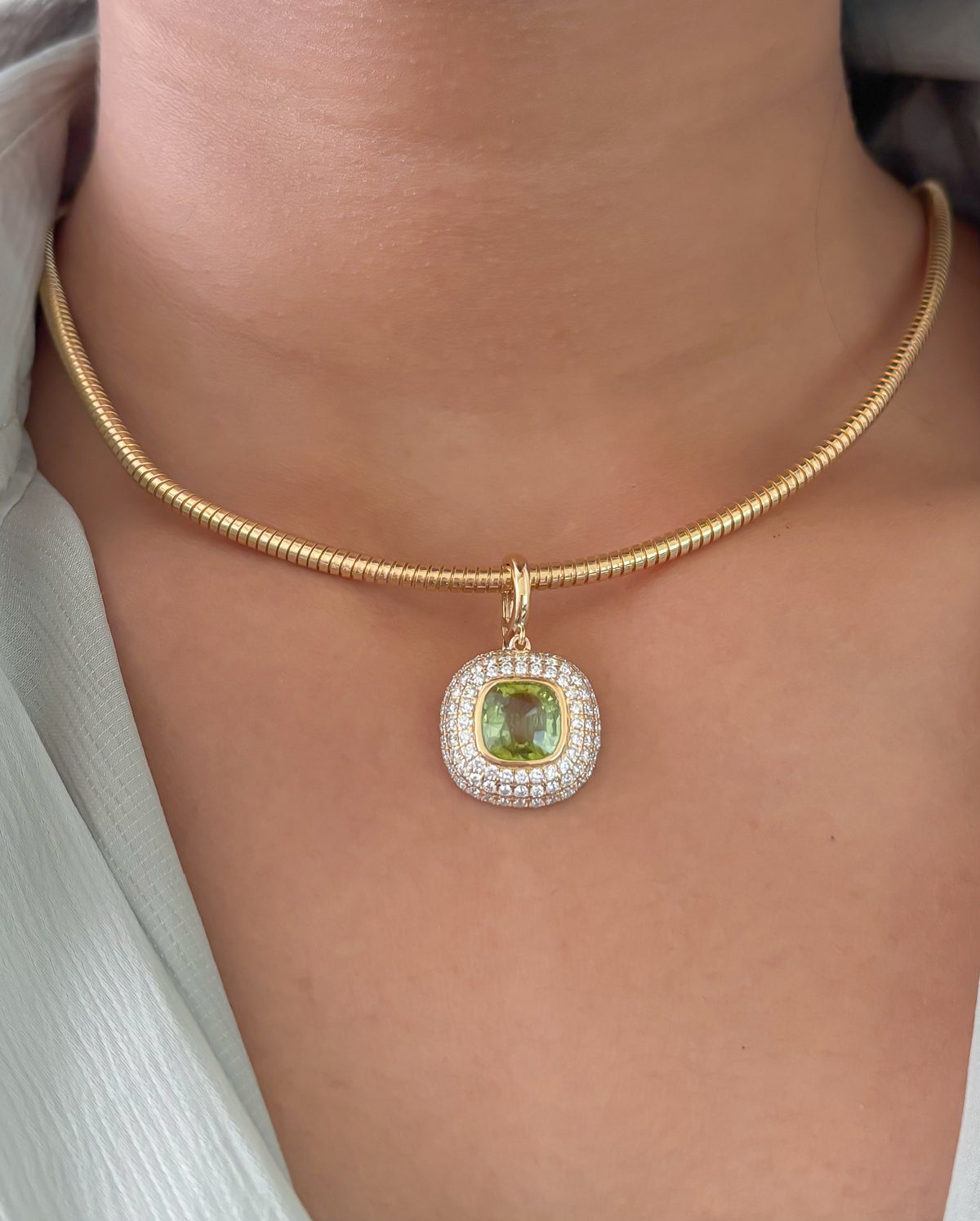 JPPD-1693/14202 Tourmaline Mix Diamond Pendant | 14K