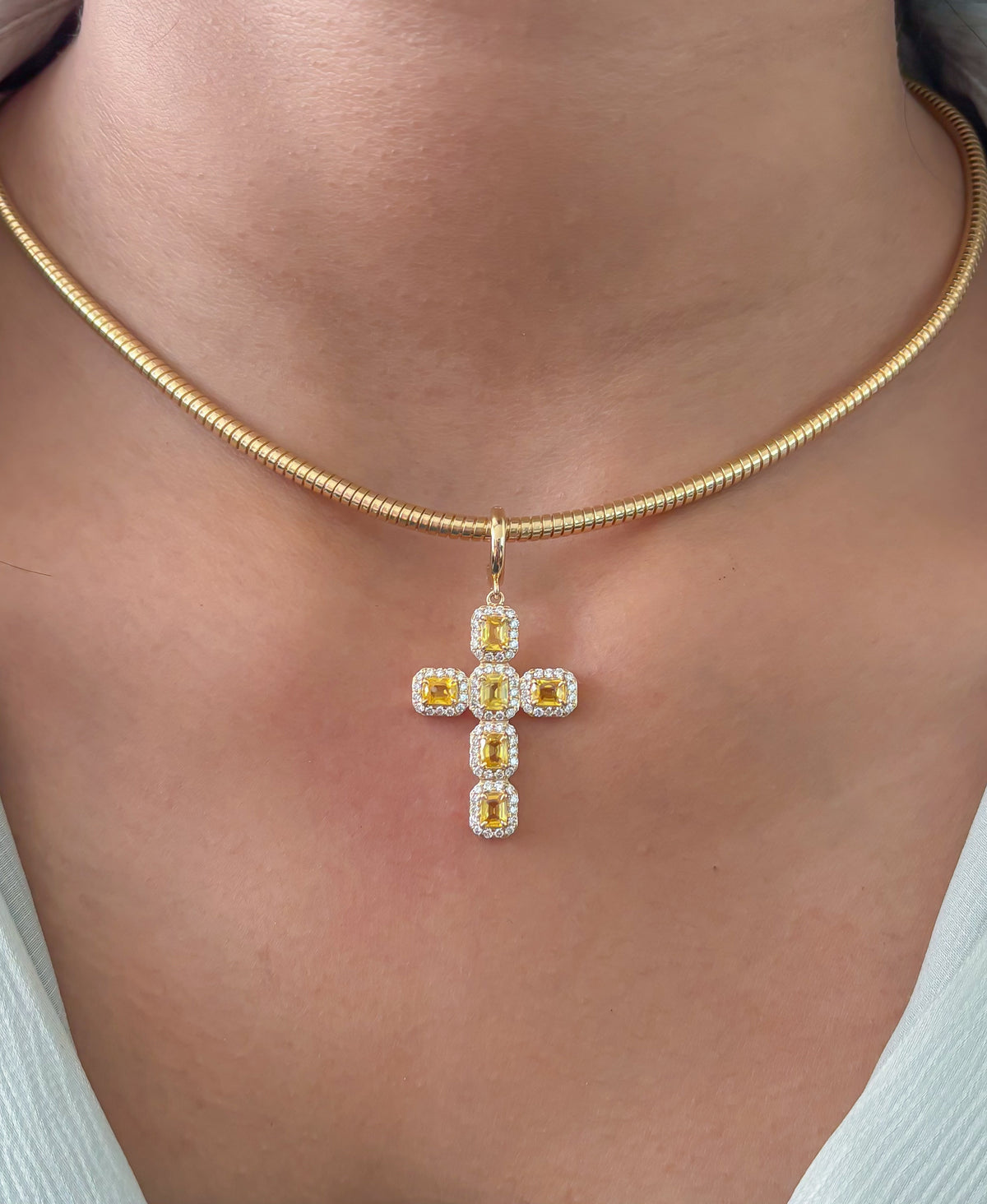 JPPD-1695/14204 Yellow Sapphire Diamond Pendant | 14K