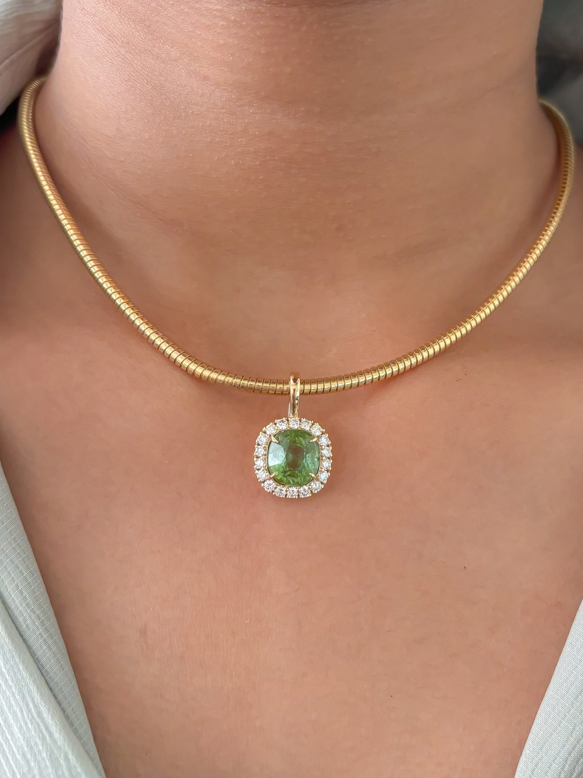JPPD-1698/14208 Tourmaline Mix Diamond Pendant | 14K