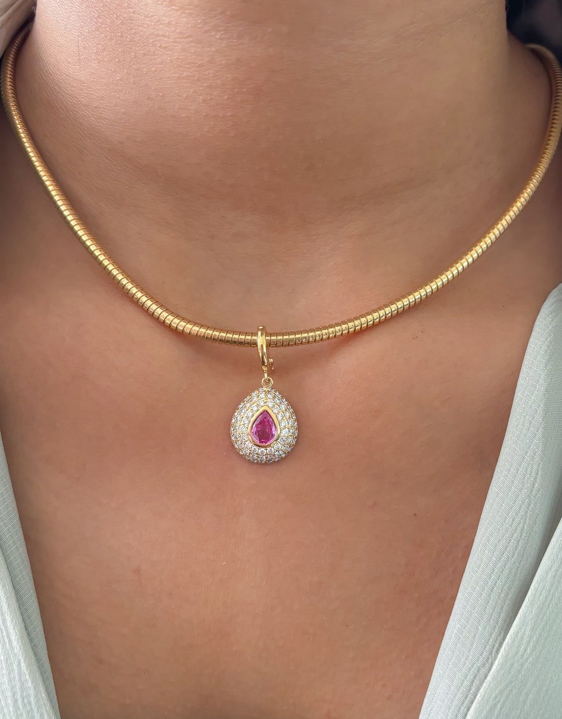 JPPD-1703/14214 Pink Sapphire Diamond Pendant | 18K