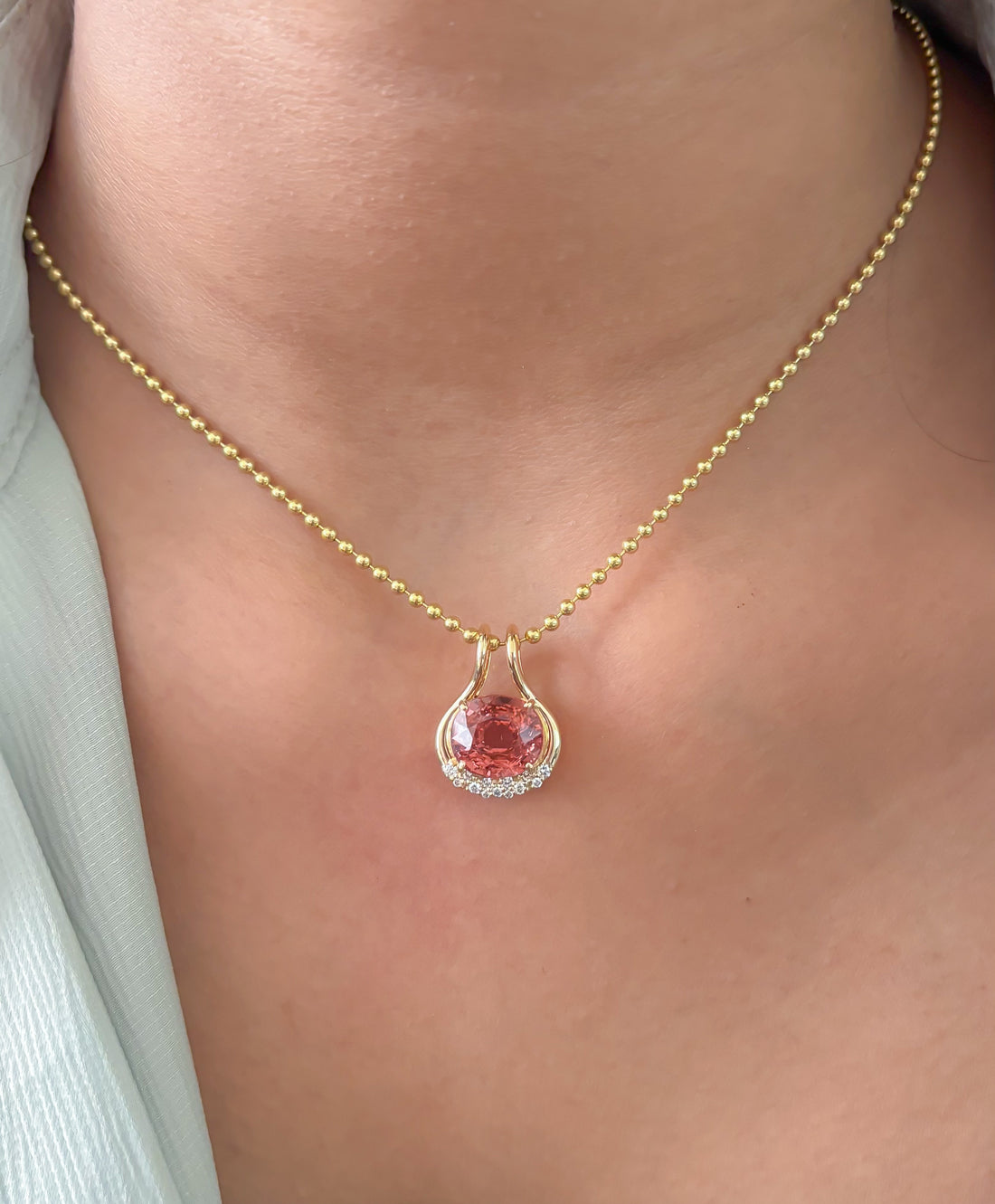 JPPD-1708/14225 Tourmaline Mix Diamond Pendant | 14K