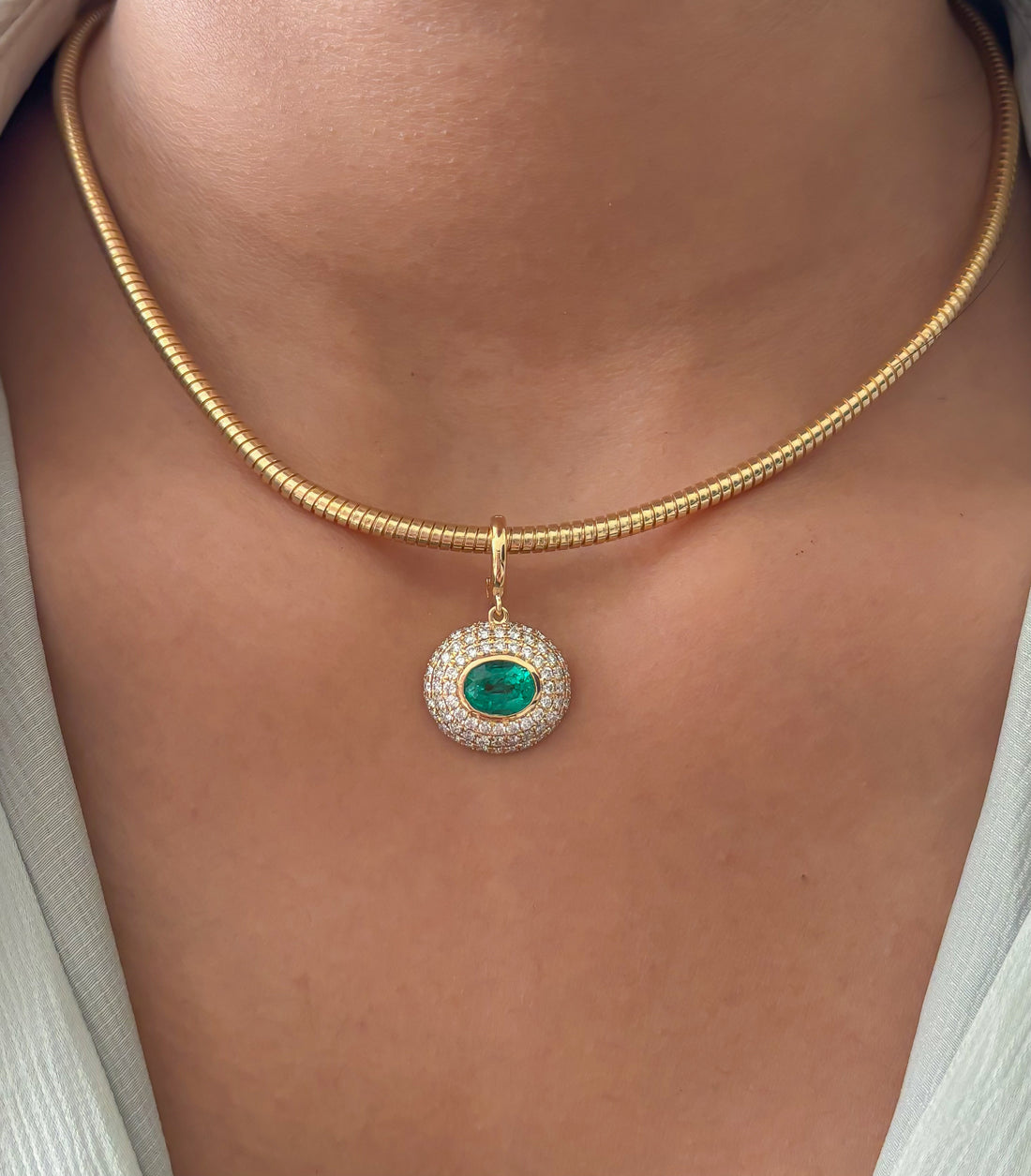 JPPD-1709/14226 Emerald Diamond Pendant | 18K