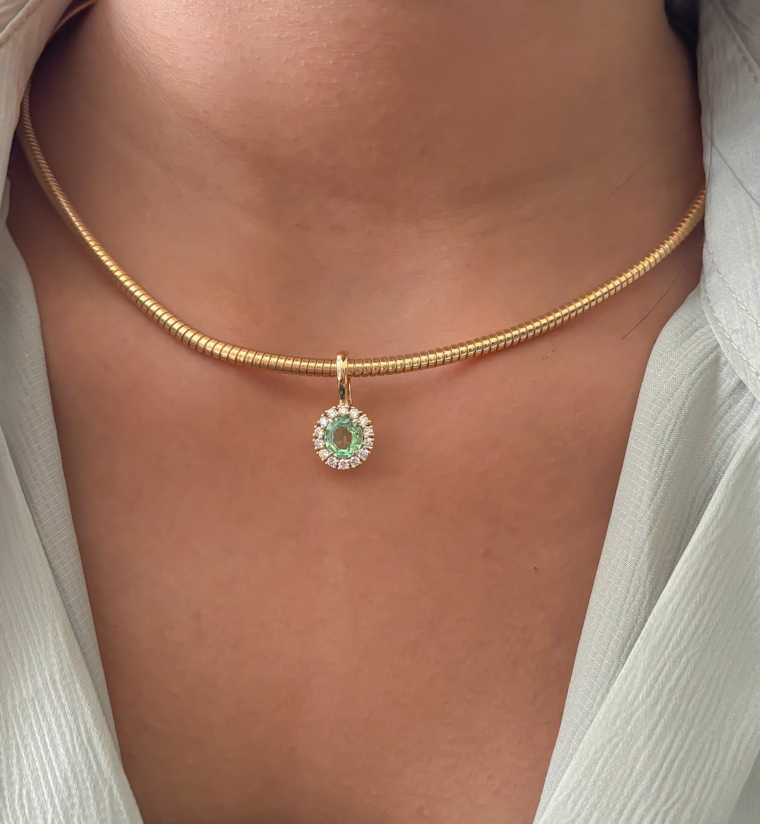 JPPD-1719/14237 Tourmaline Mix Diamond Pendant | 14K