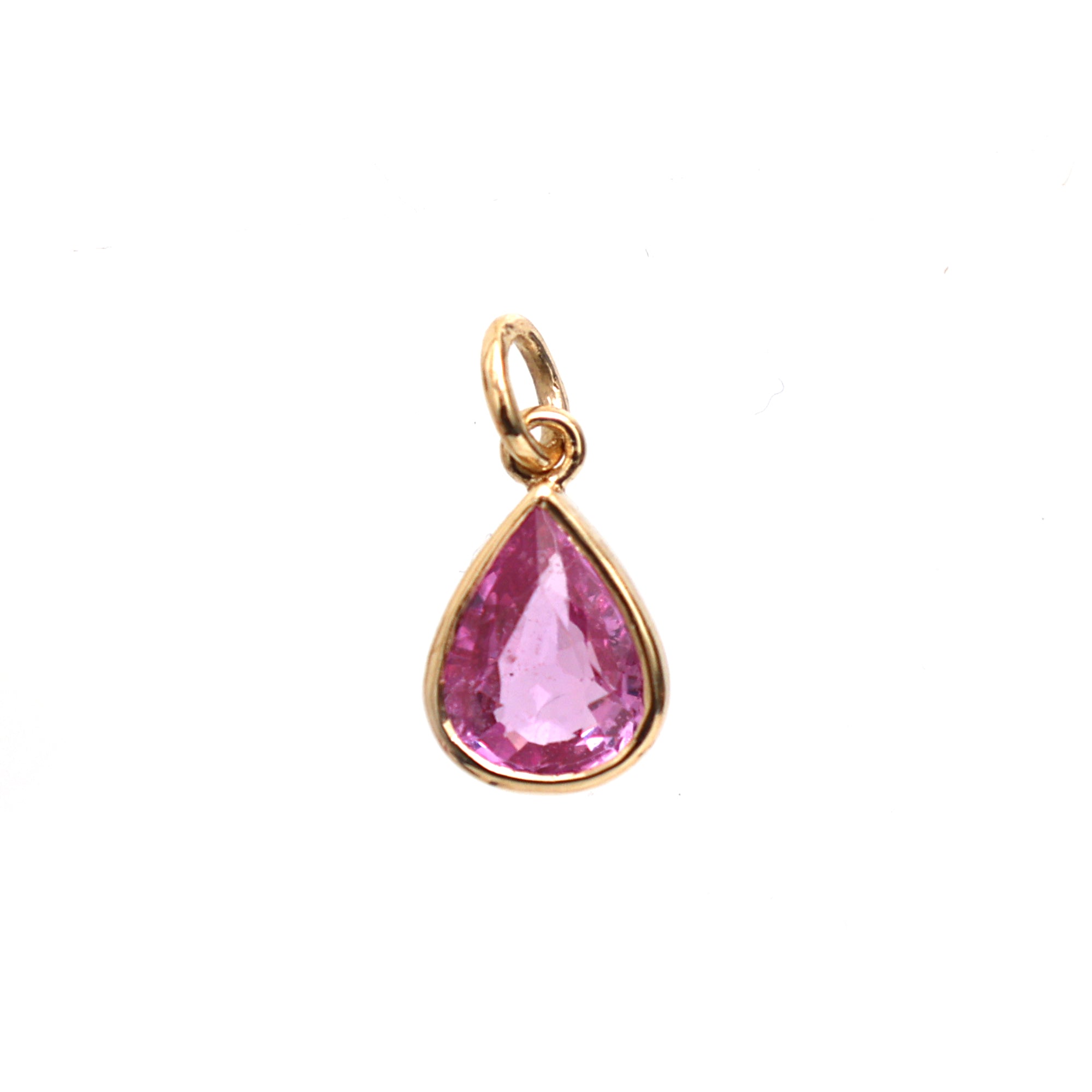 JPPD-171/2731 Pink Sapphire Pear Bezak Charm Pendant | 18K