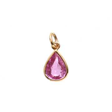 JPPD-171/2731 Pink Sapphire Pear Bezak Charm Pendant | 18K