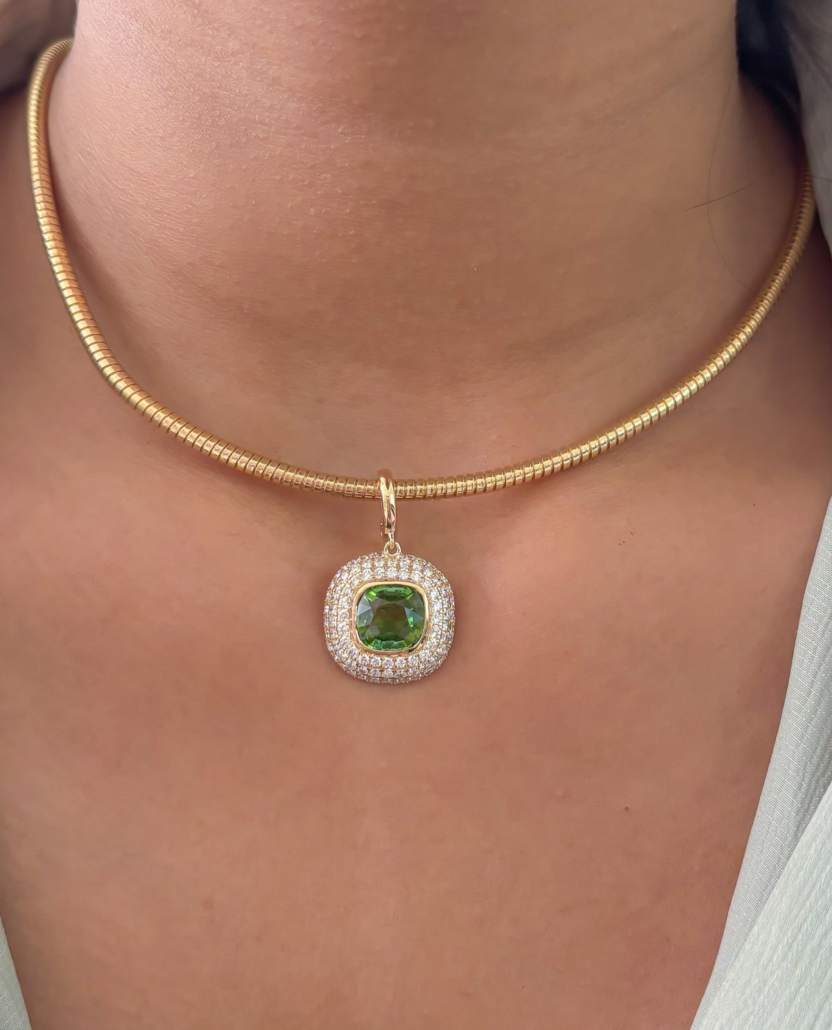 JPPD-1720/14238 Tourmaline Mix Diamond Pendant | 14K