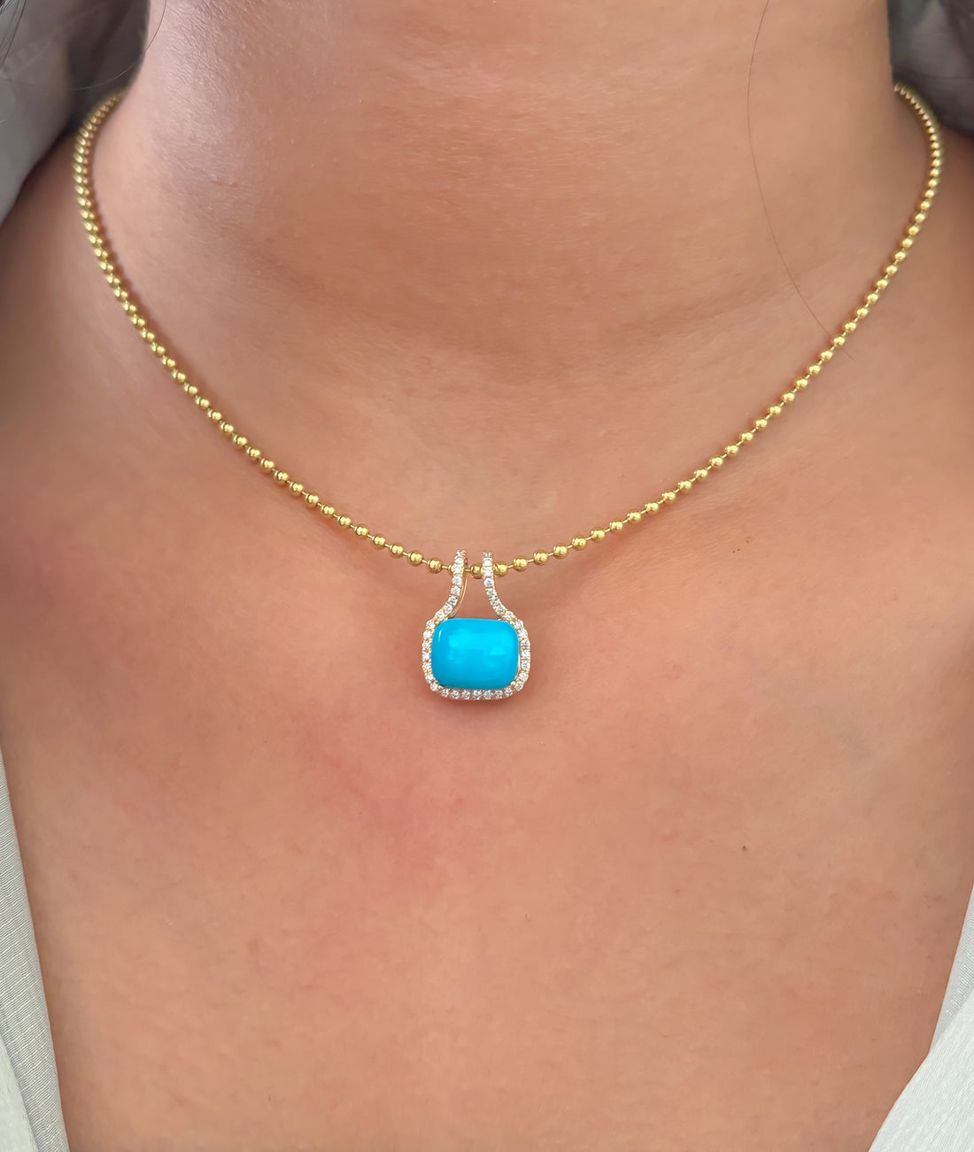 JPPD-1723/14241 Turquoise Diamond Pendant | 14K