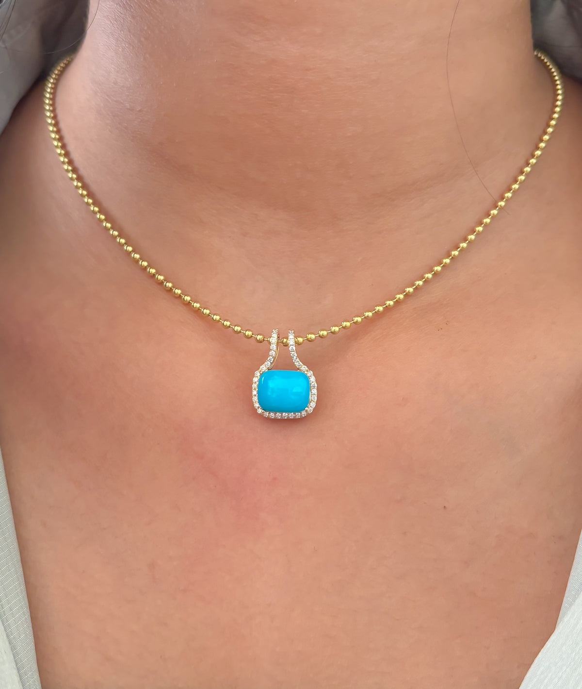 JPPD-1723/14241 Turquoise Diamond Pendant | 14K