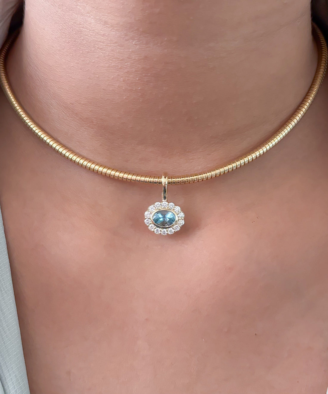 JPPD-1729/14247 Aquamarine Diamond Pendant | 14K