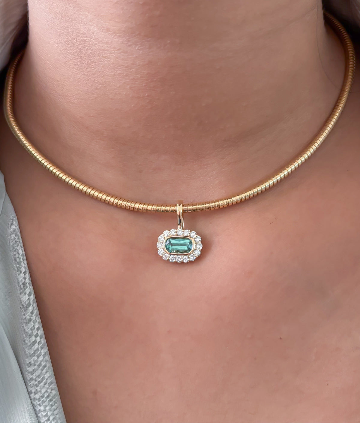 JPPD-1730/14248 Tourmaline Mix Diamond Pendant | 14K
