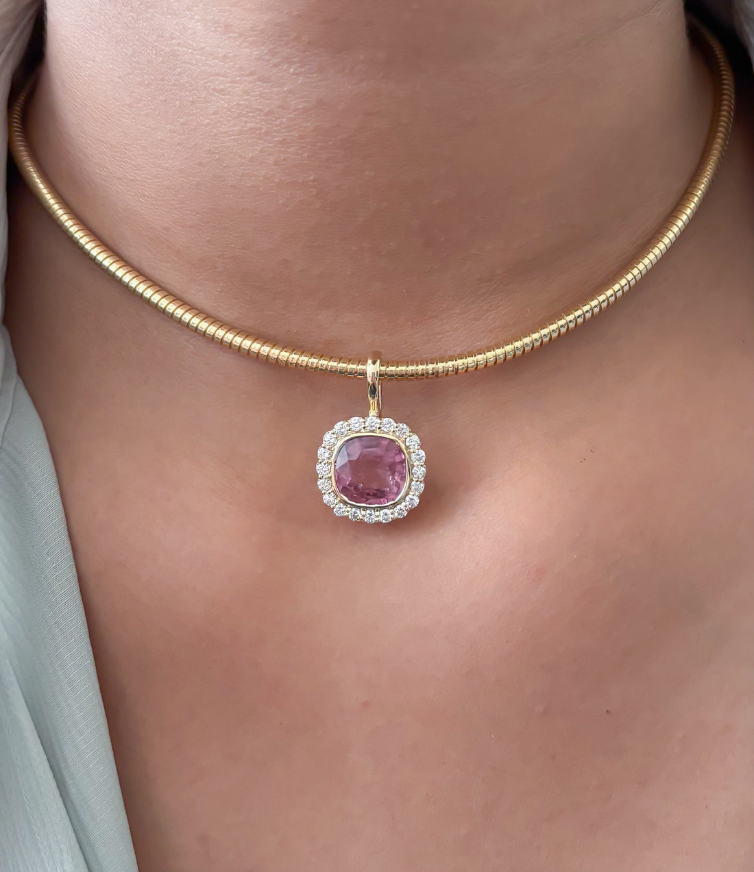 JPPD-1731/14249 Tourmaline Mix Diamond Pendant | 14K