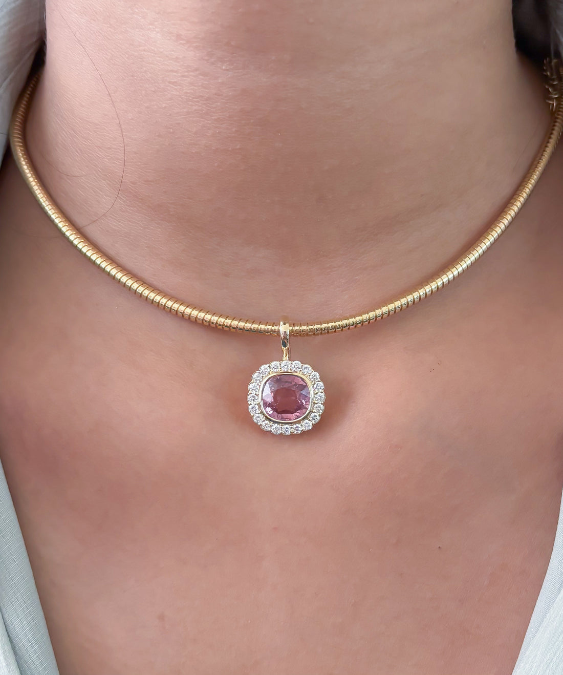 JPPD-1732/14250 Tourmaline Mix Diamond Pendant | 14K