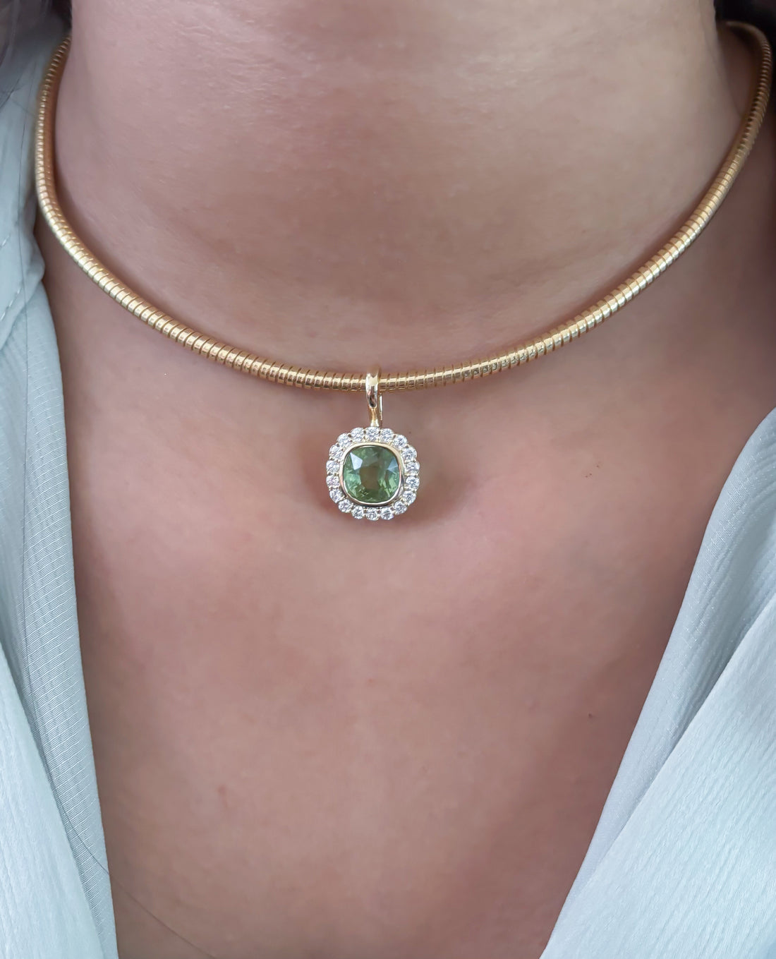 JPPD-1733/14251 Tourmaline Mix Diamond Pendant | 14K