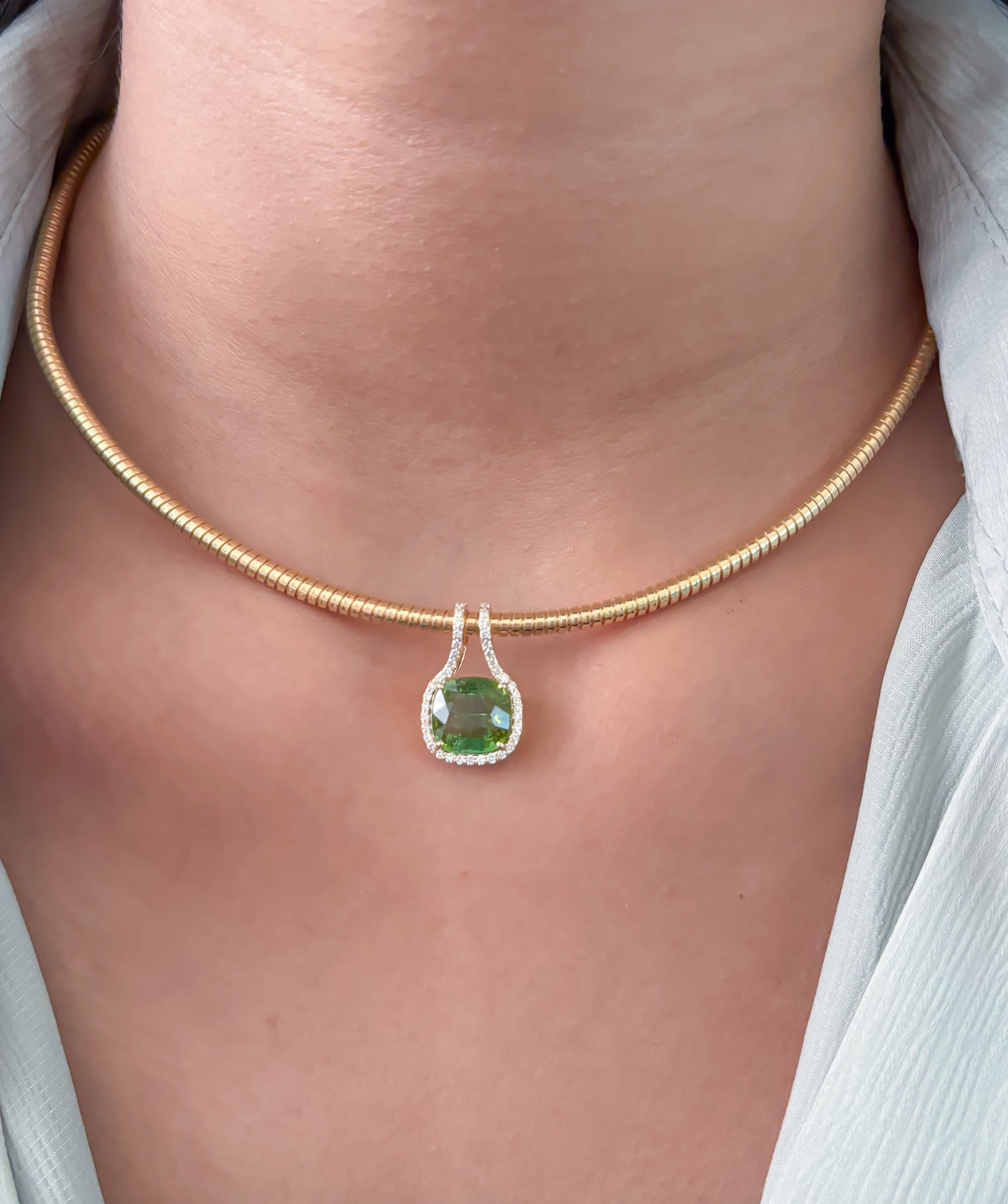 JPPD-1734/14252 Tourmaline Mix Diamond Pendant | 14K