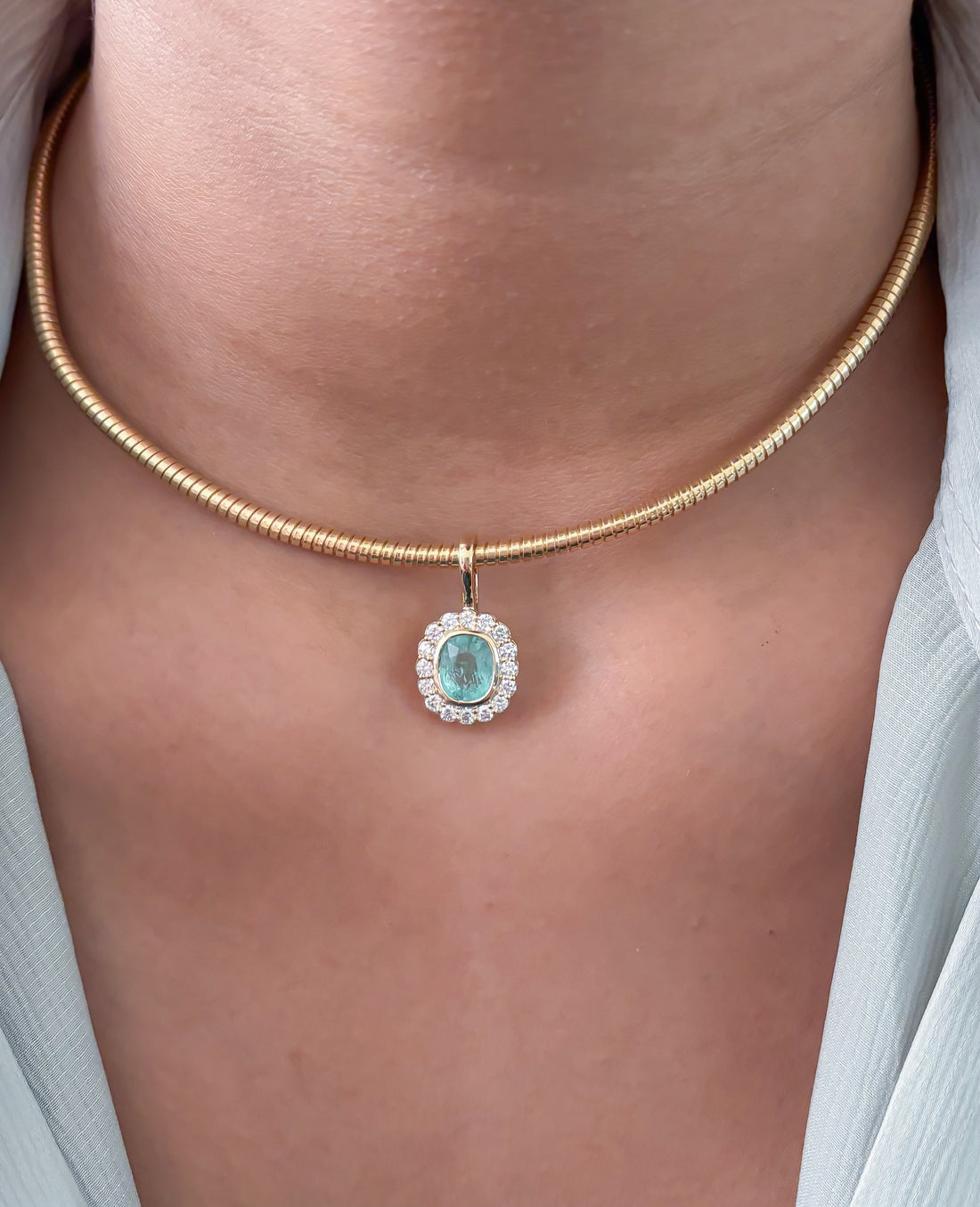 JPPD-1735/14253 Emerald Diamond Pendant | 14K