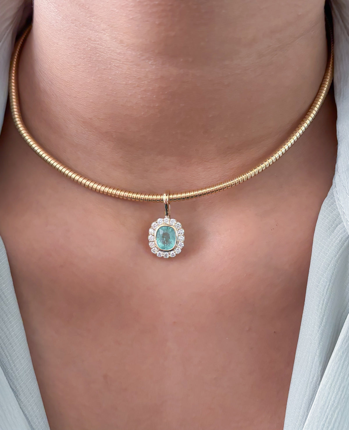 JPPD-1735/14253 Emerald Diamond Pendant | 14K