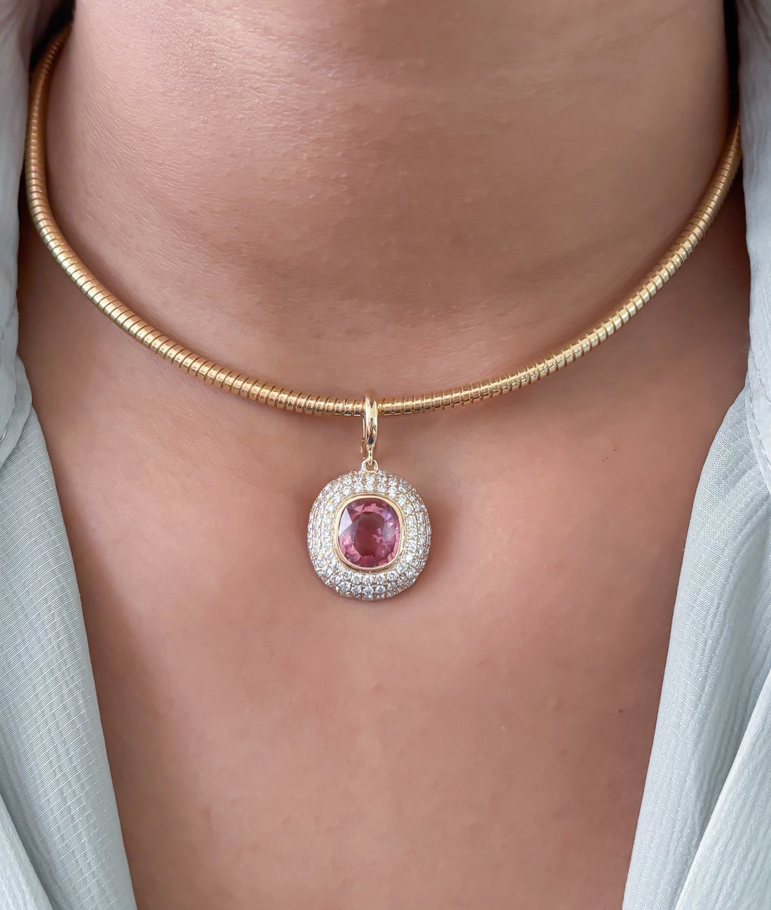 JPPD-1742/14260 Tourmaline Mix Diamond Pendant | 14K