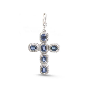 JPPD-1744/14262 Blue Sapphire Diamond Pendant | 14K