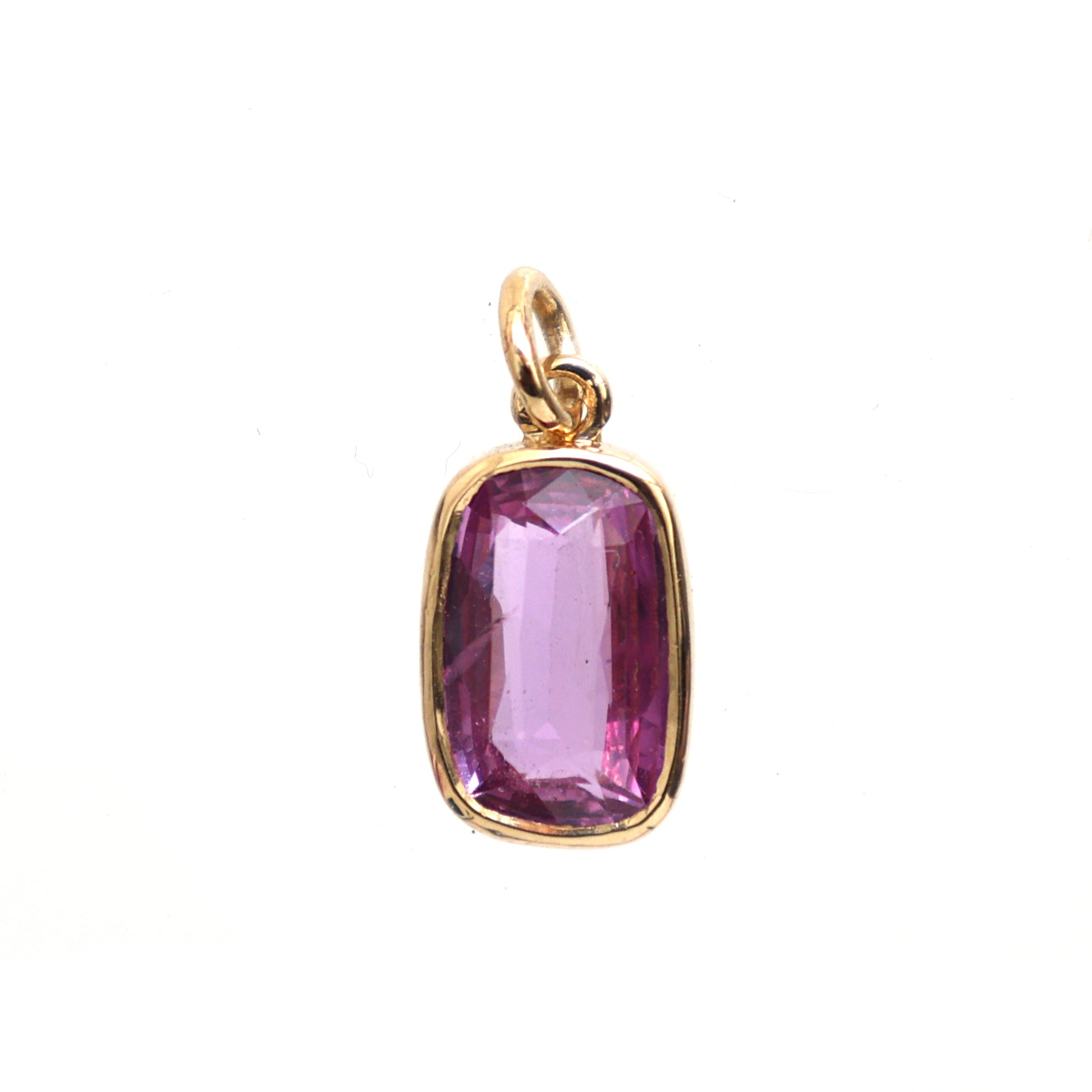 JPPD-174/2734 Pink Sapphire Octagon Bezal Set Charm Pendant | 18K