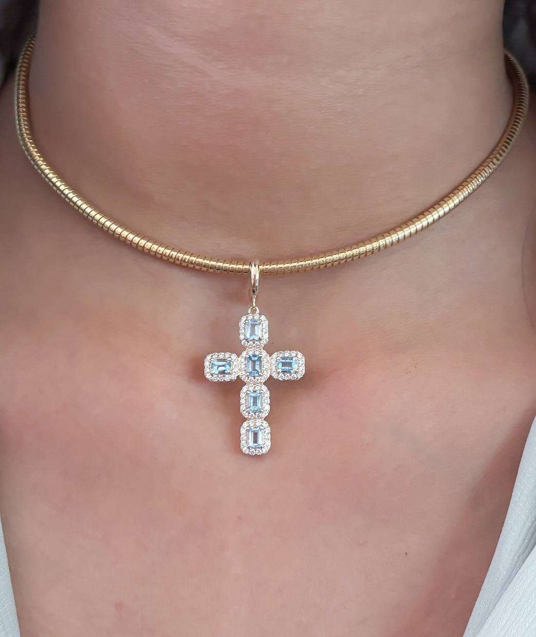 JPPD-1757/14275 Aquamarine Diamond Pendant | 14K