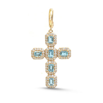 JPPD-1757/14275 Aquamarine Diamond Pendant | 14K