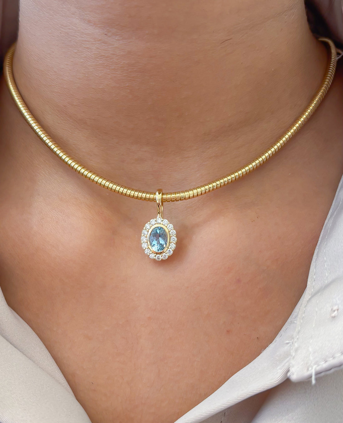 JPPD-1763/14302 Aquamarine Diamond Pendant | 14K