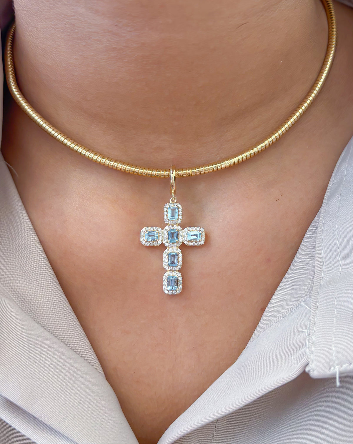 JPPD-1767/14306 Aquamarine Diamond Pendant | 14K