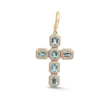 JPPD-1767/14306 Aquamarine Diamond Pendant | 14K