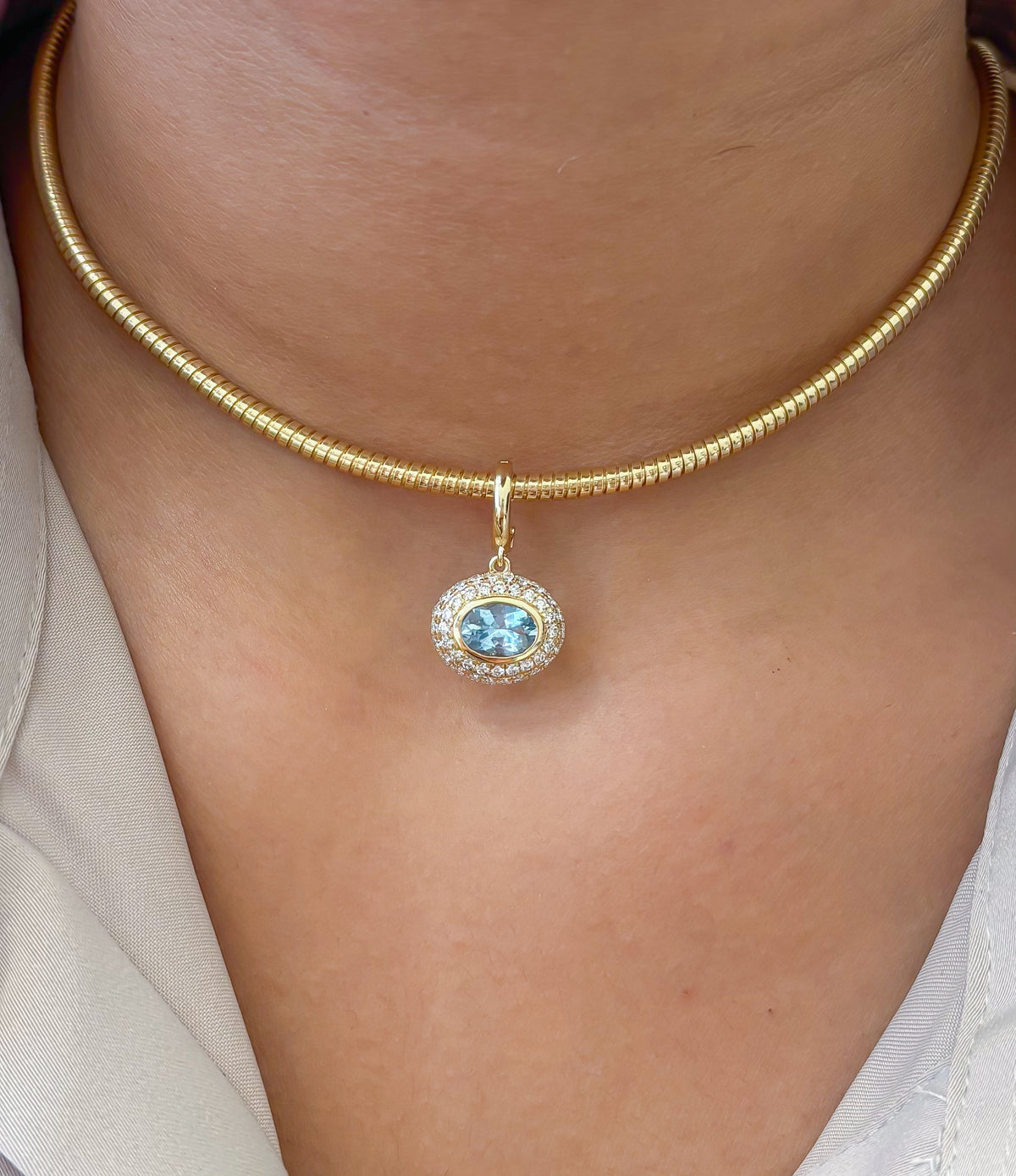 JPPD-1784/14323 Aquamarine Diamond Pendant | 14K