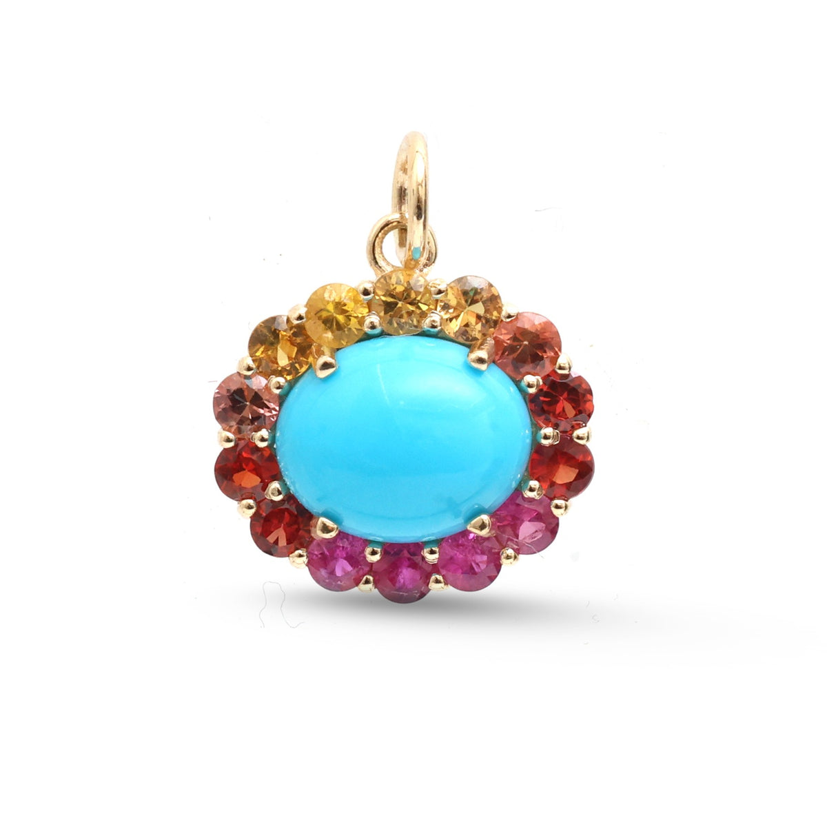 JPPD-1789/14330 Rainbow Sapphire Turquoise Pendant | 14K