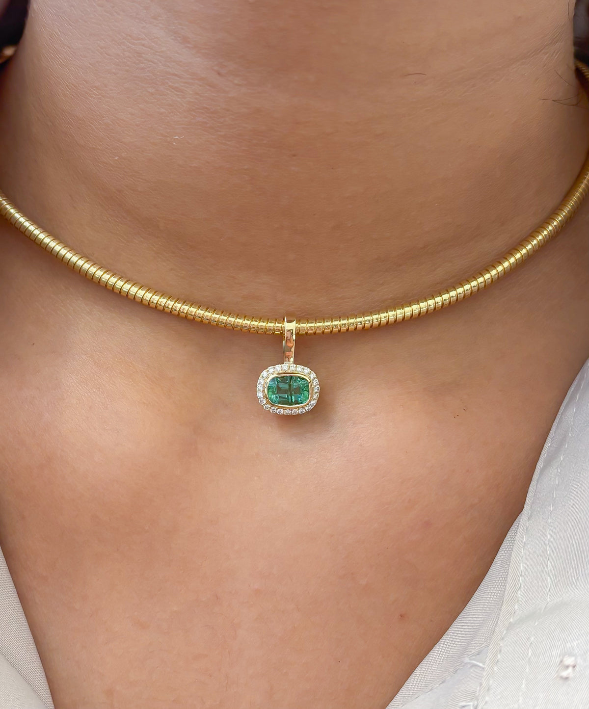 JPPD-1790/14331 Diamond Tourmaline Mix Pendant | 14K