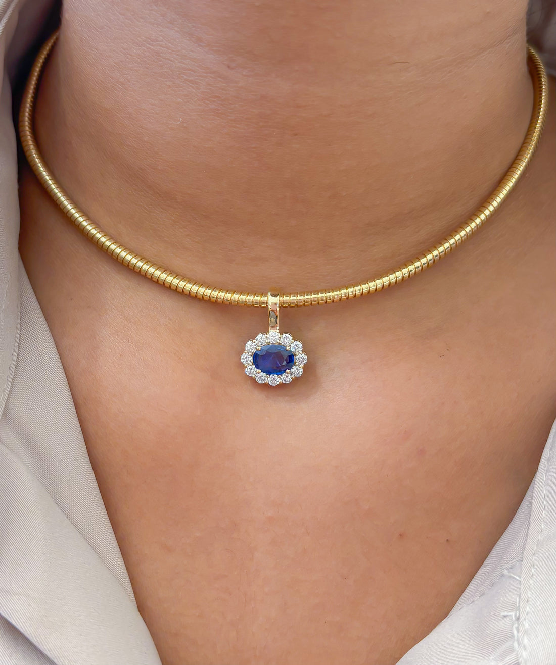 JPPD-1792/14333 Diamond Blue Sapphire Pendant | 14K