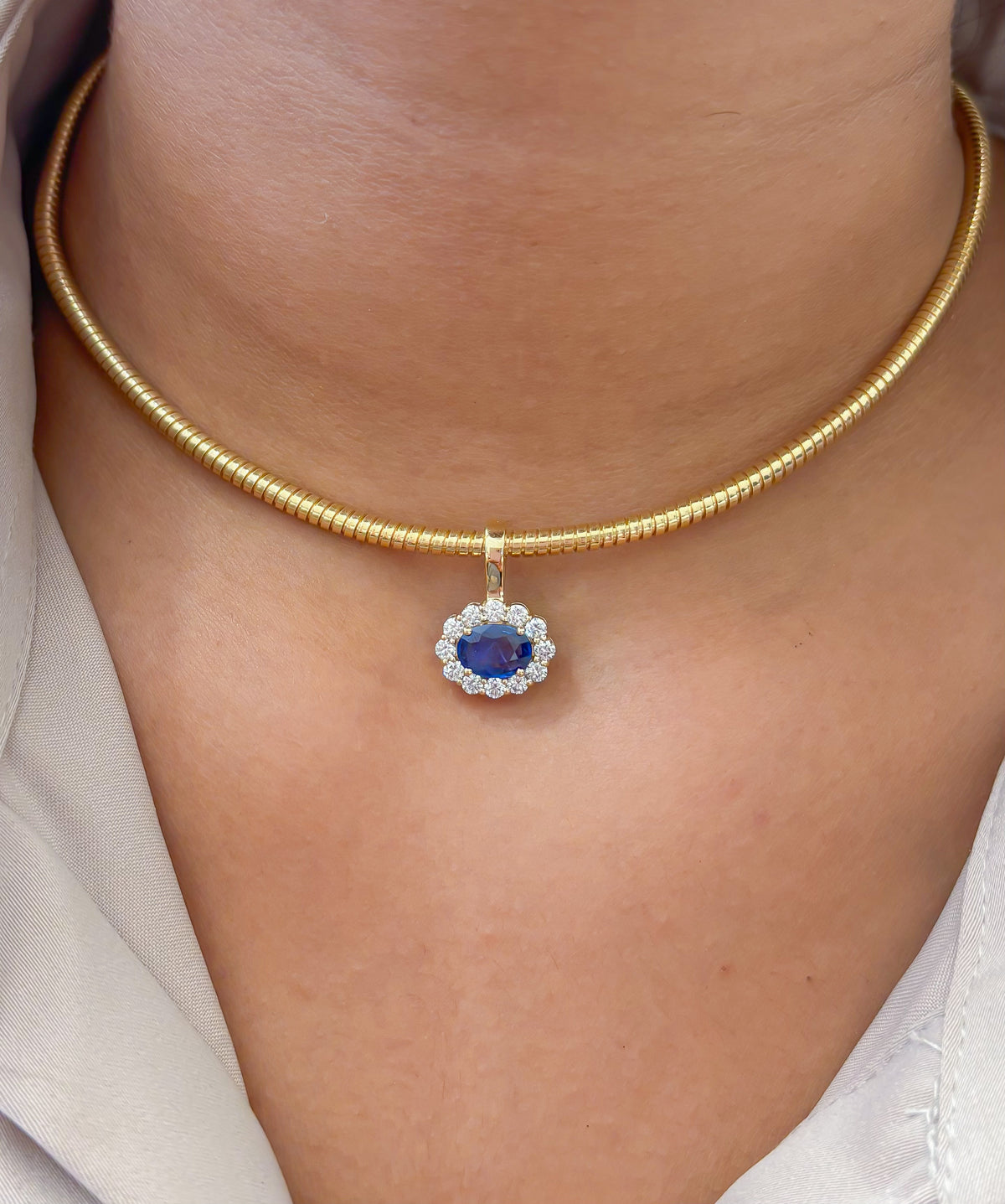 JPPD-1792/14333 Diamond Blue Sapphire Pendant | 14K