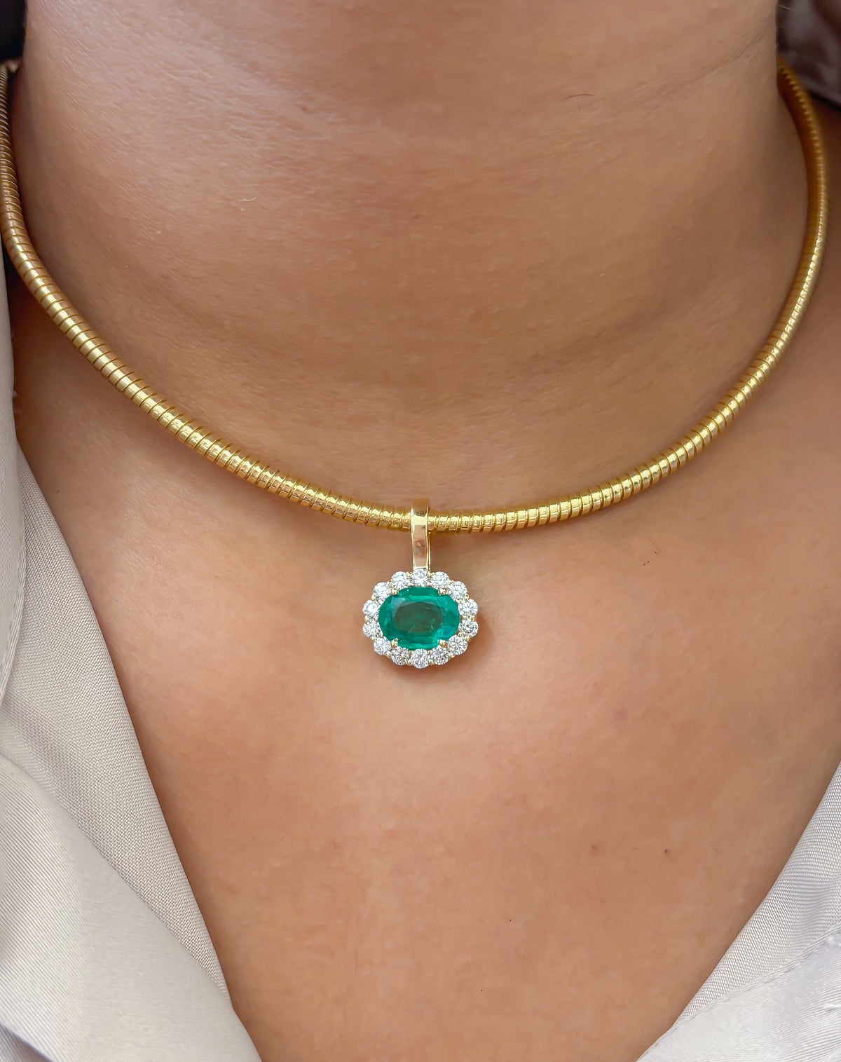 JPPD-1794/14335 Diamond Emerald Pendant | 14K