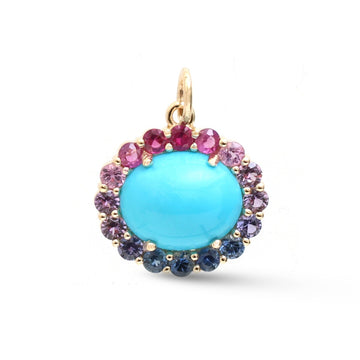 JPPD-1796/14337 Rainbow Sapphire Turquoise Pendant | 14K