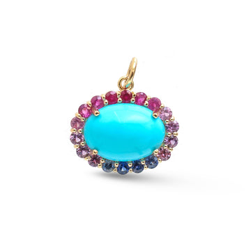 JPPD-1798/14339 Rainbow Sapphire Turquoise Pendant | 14K