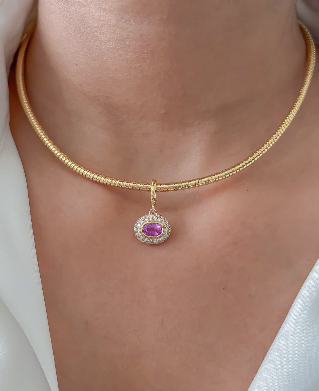 JPPD-1799/14340 Pink Sapphire Diamond Pendant | 18K